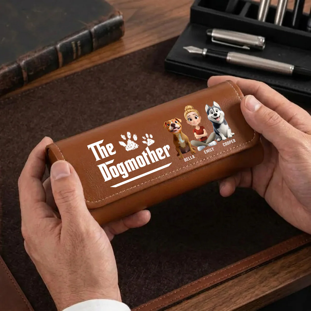 Cool Dog Mother - Personalized Custom Leather Eyeglass Case - Image 5