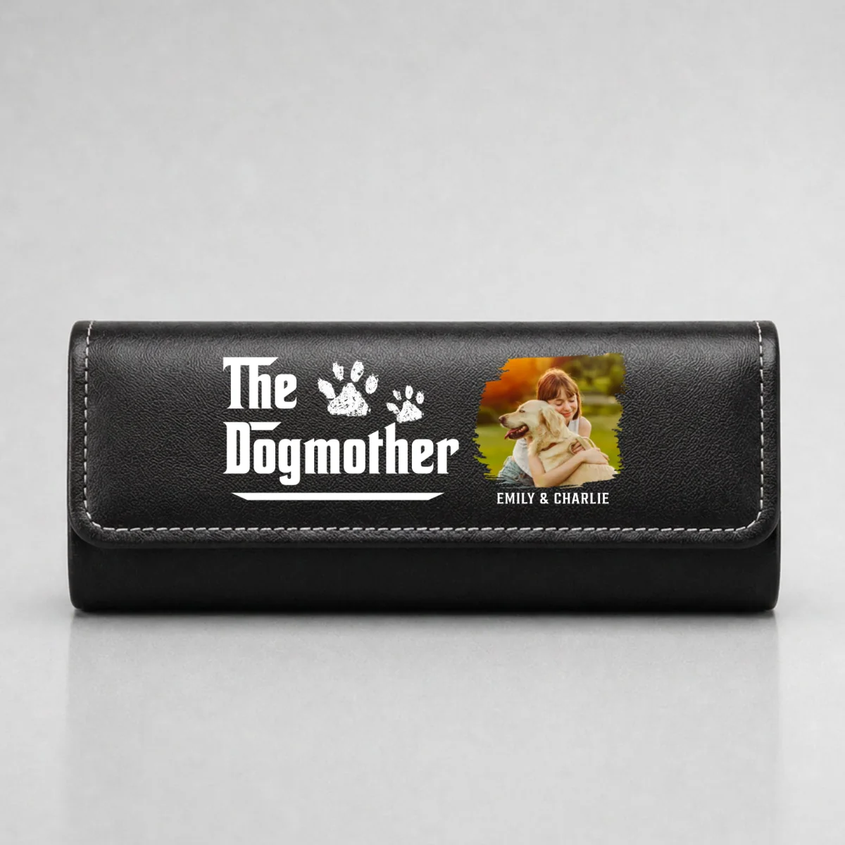 Cool Dog Mother Photo - Personalized Custom Leather Eyeglass Case - Image 5
