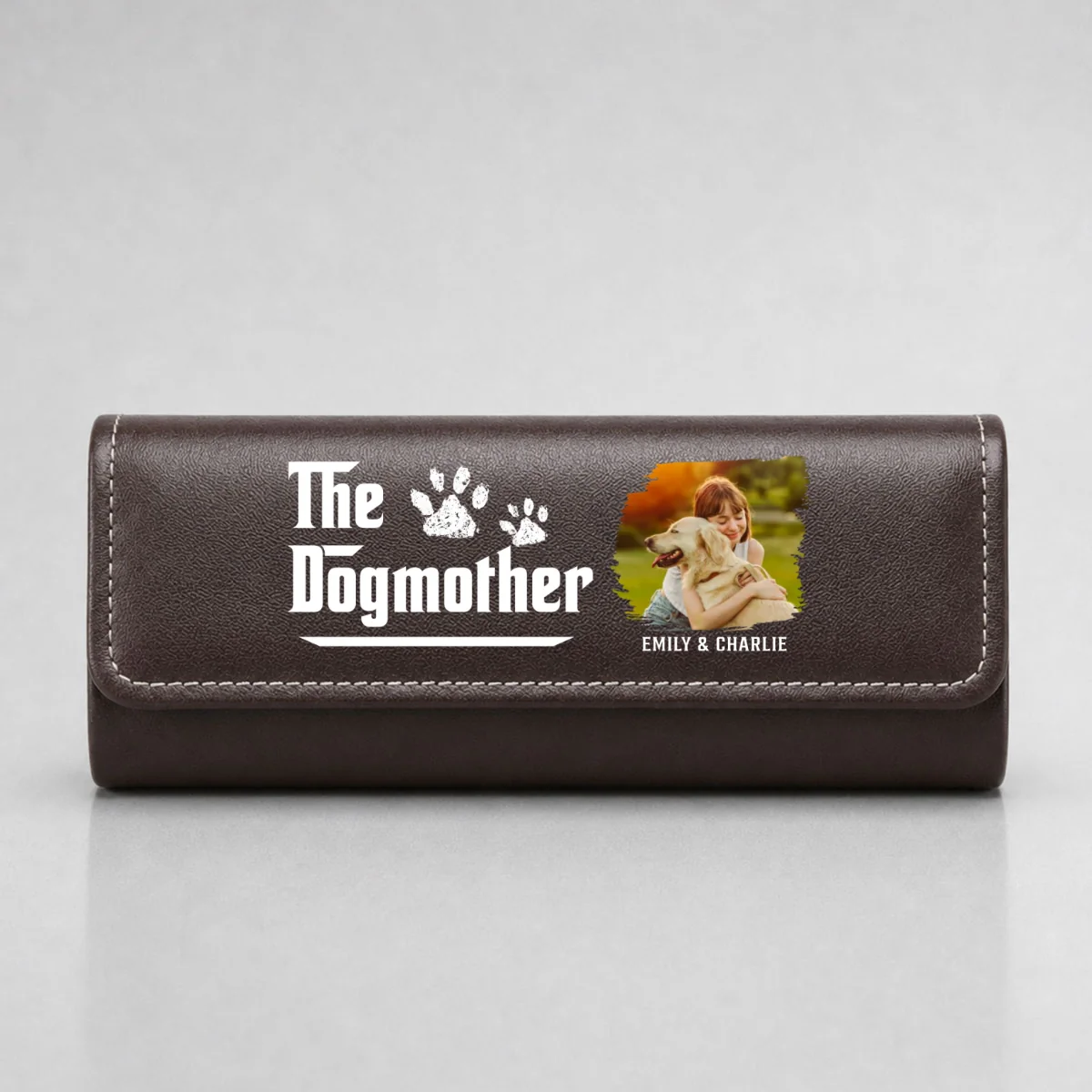 Cool Dog Mother Photo - Personalized Custom Leather Eyeglass Case - Image 6