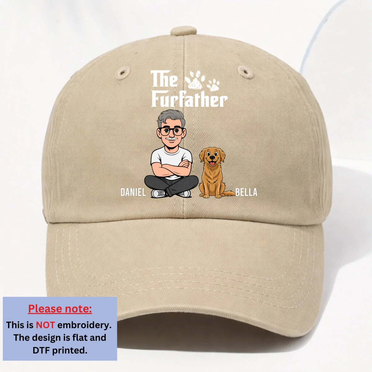Cool Fur Father Retro - Personalized Custom Vintage Washed Denim Cap - Image 11