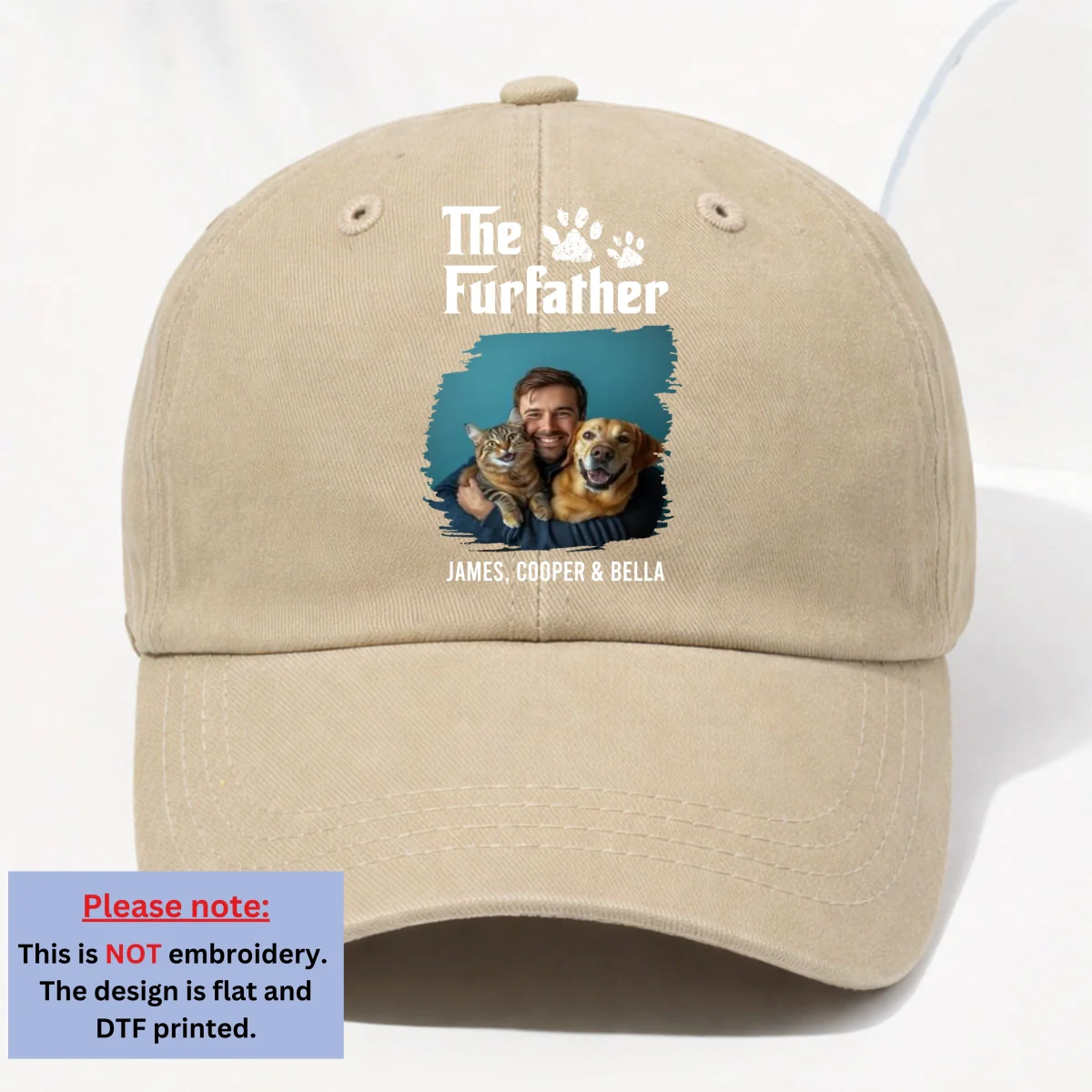 Cool Fur Father Retro Photo - Personalized Custom Vintage Washed Denim Cap - Image 9