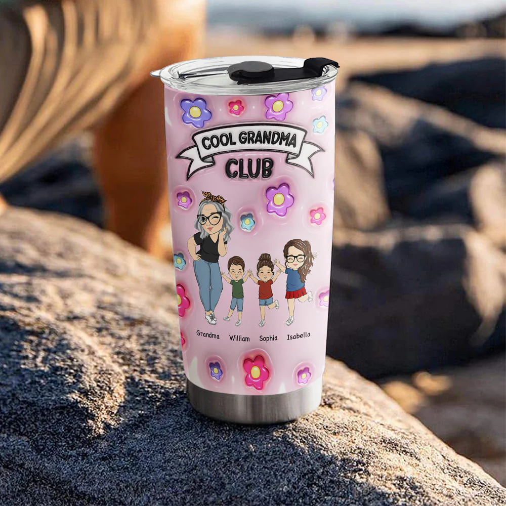 Cool Grandma Club - Personalized Custom 3D Inflated Effect Tumbler - Image 4