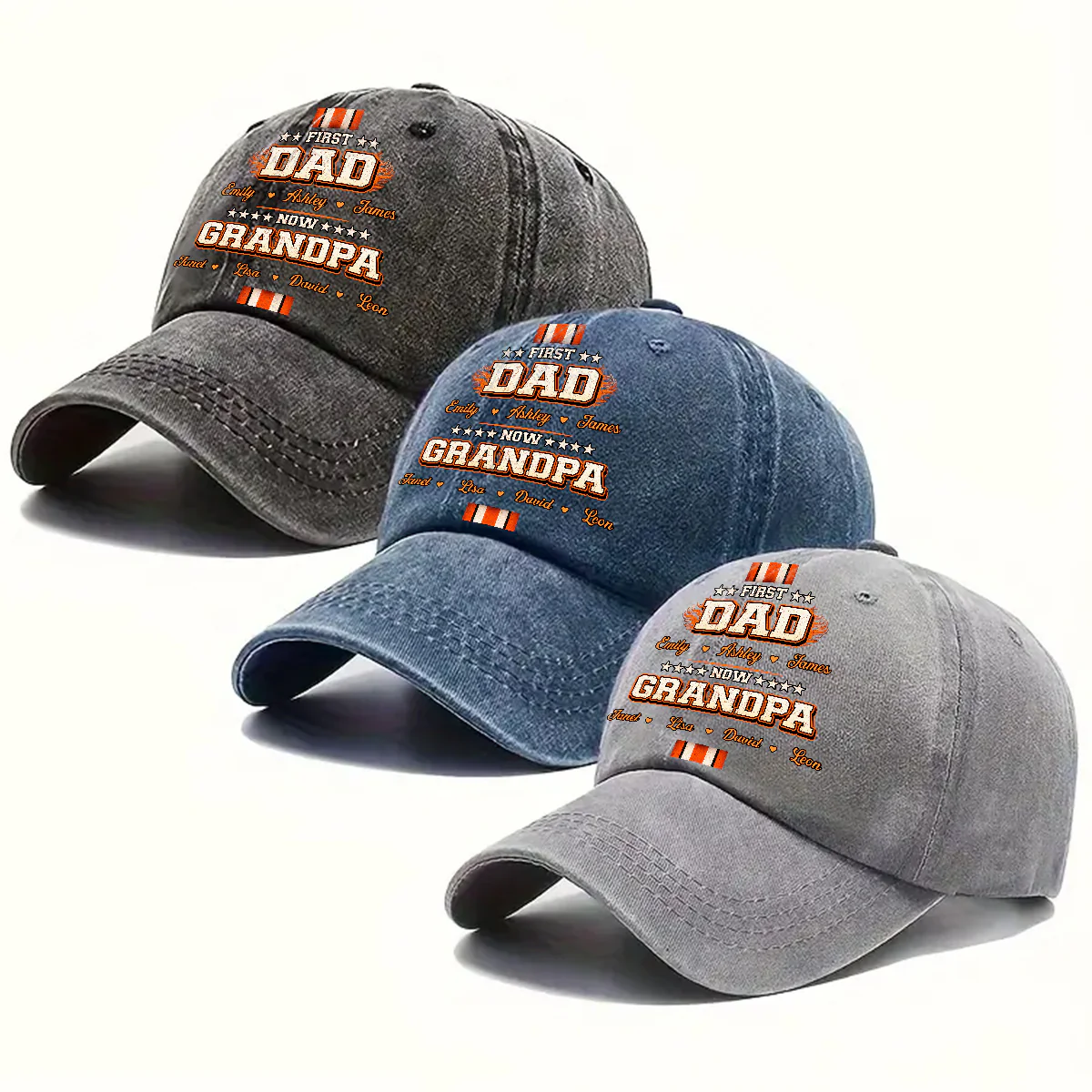 Cool Papa - Personalized Custom Vintage Washed Denim Cap - Image 3
