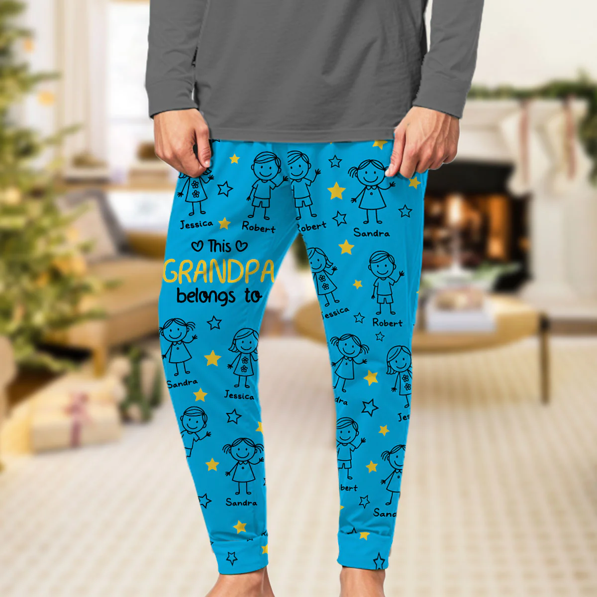 Cooler Than All Other Grandpa - Personalized Custom Pajama Pants - Image 4