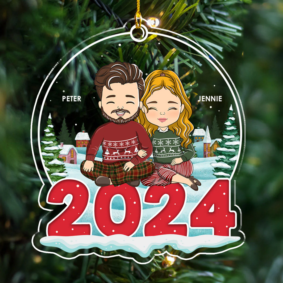 Couple 2024 - Personalized Custom Acrylic Ornament - Image 3