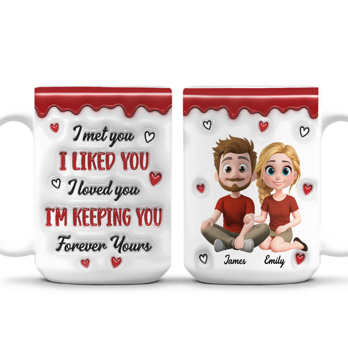 Couple Cartoon Forever Love - Personalized Custom 3D Inflated Effect Mug - Image 3