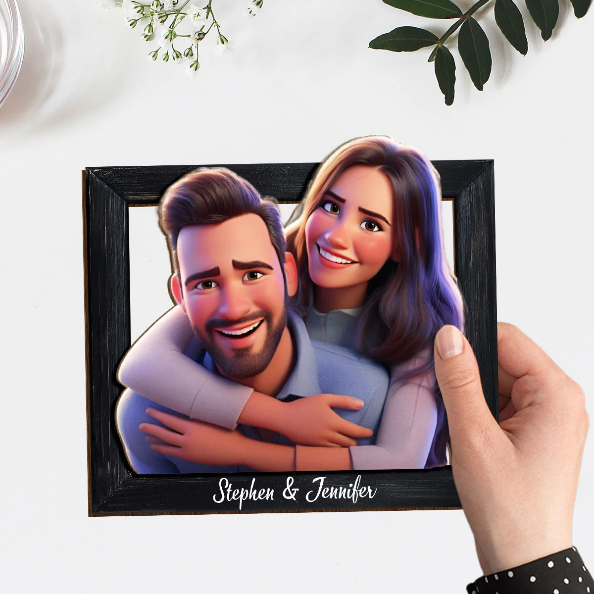 Couple Cartoon - Personalized Custom Wooden Plaque - Image 4