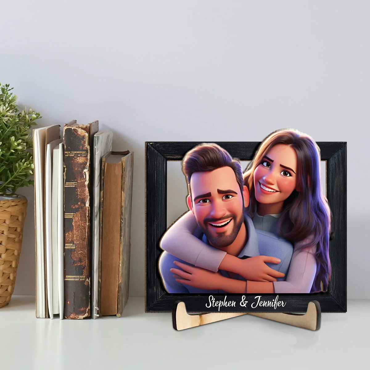 Couple Cartoon - Personalized Custom Wooden Plaque - Image 5