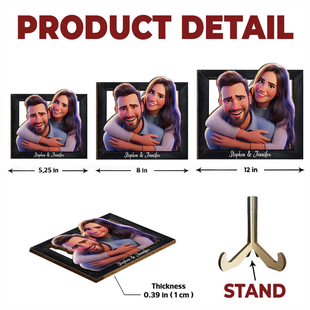 Couple Cartoon - Personalized Custom Wooden Plaque - Image 6