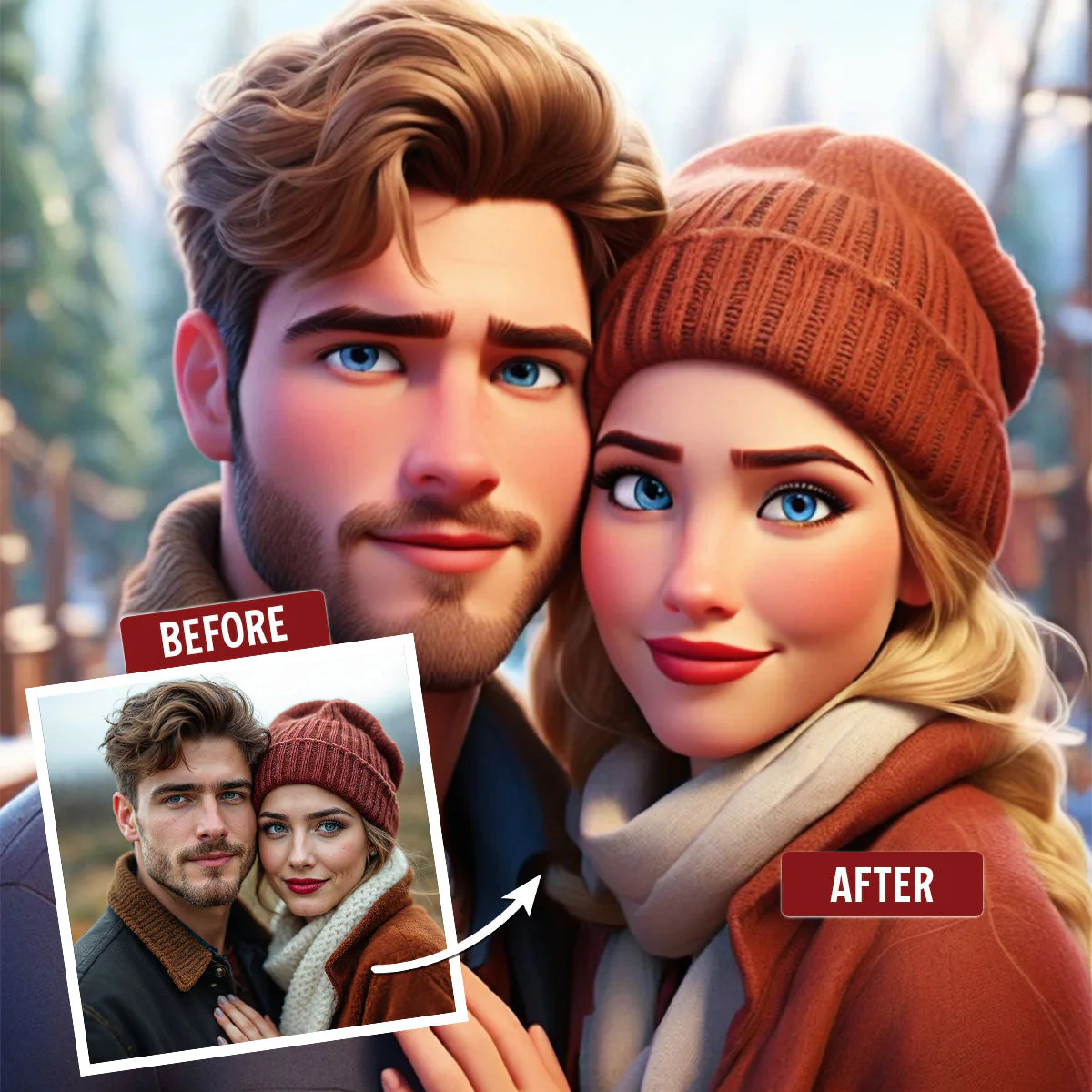 Couple Cartoon - Personalized Custom Wooden Plaque - Image 7