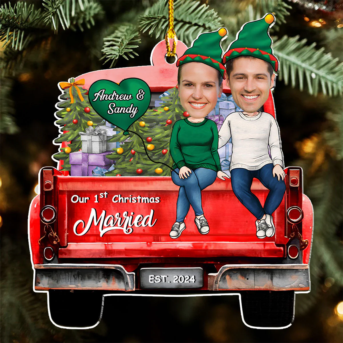 Couple Photo 1st Christmas - Personalized Custom Acrylic Ornament - Image 4