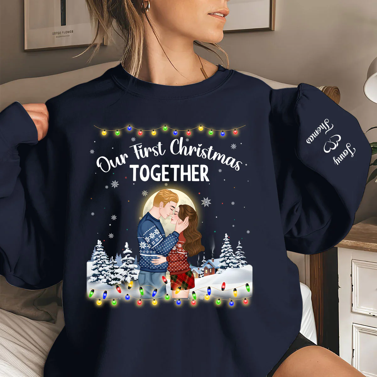 Couple Together Christmas - Personalized Custom Sweatshirt - Image 3