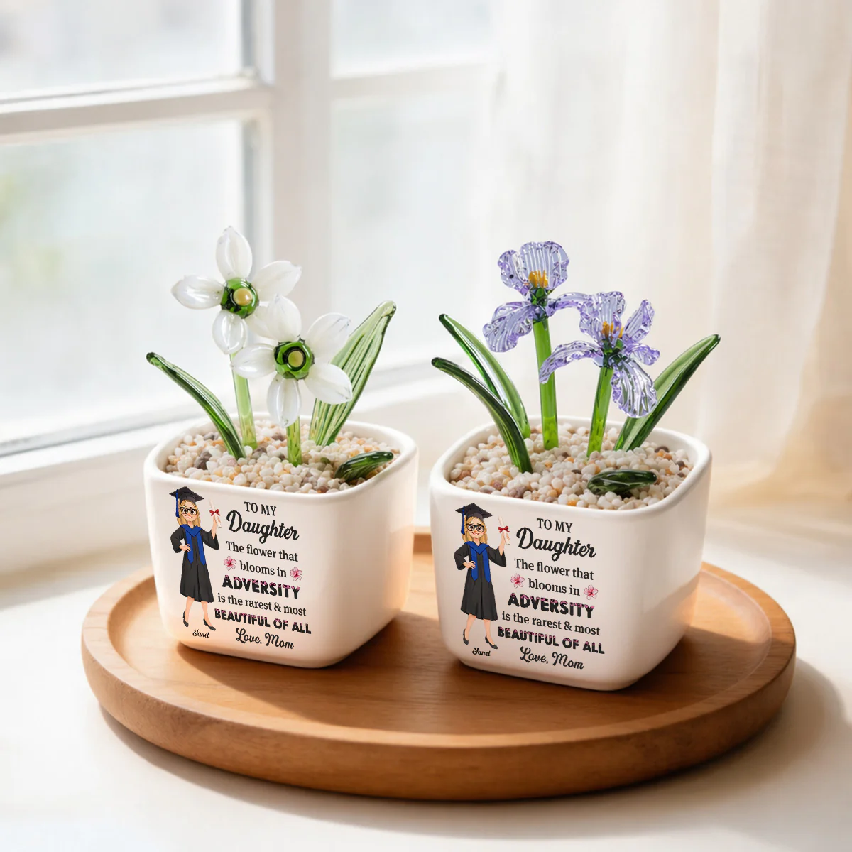 Courage Blooms From Struggle - Personalized Custom Glass Birth Month Flower - Image 5