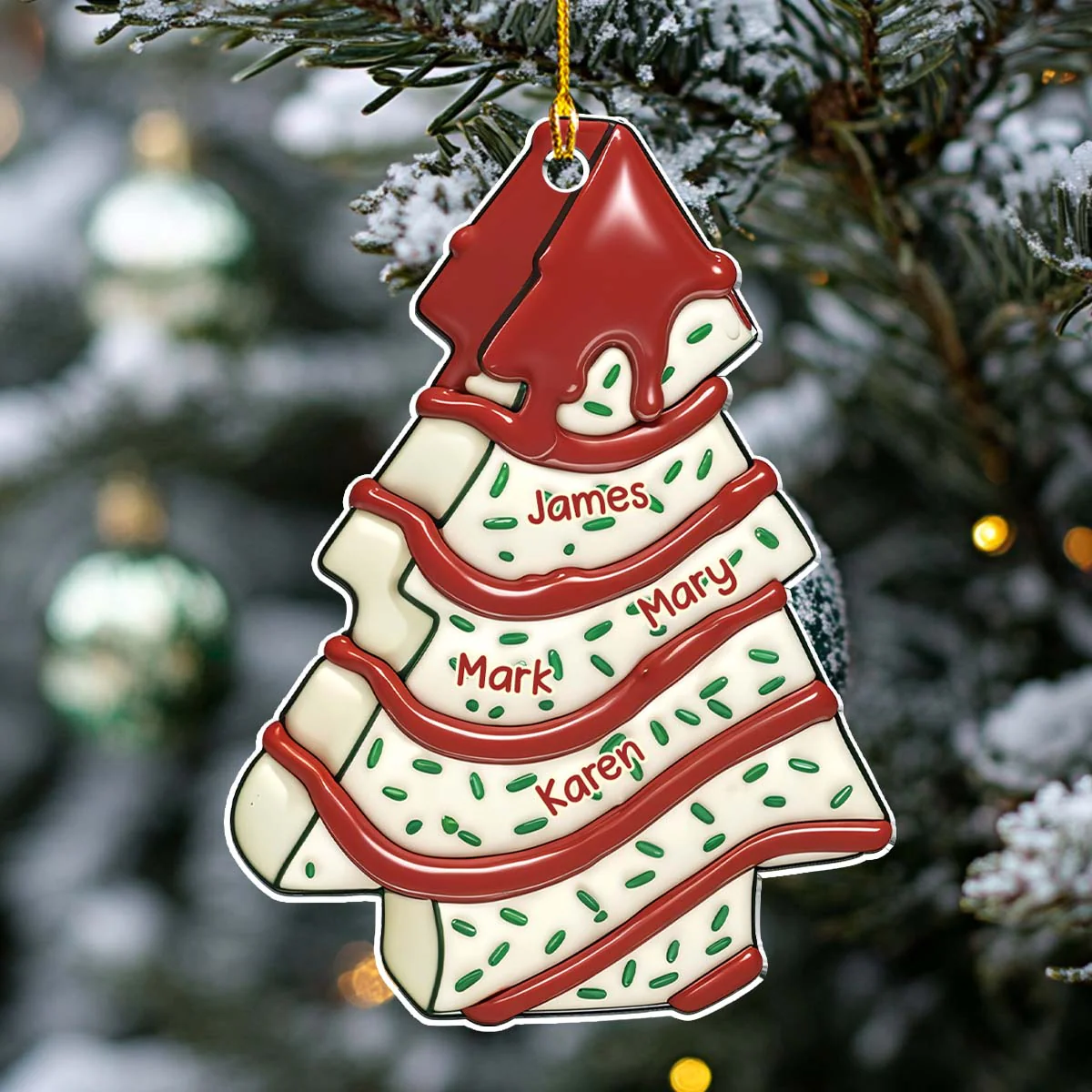 Coworker Tree Cake - Personalized Custom 3D Effect Acrylic Ornament - Image 3
