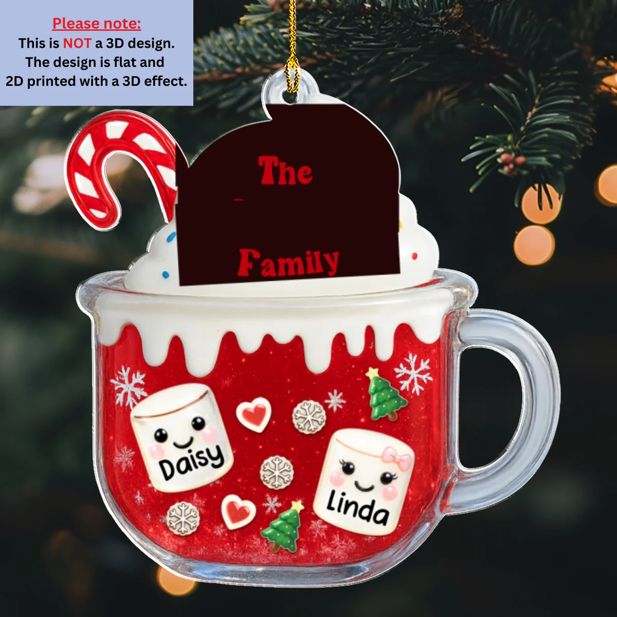 Cozy Cocoa Family - Personalized Custom Acrylic Ornament - Image 6