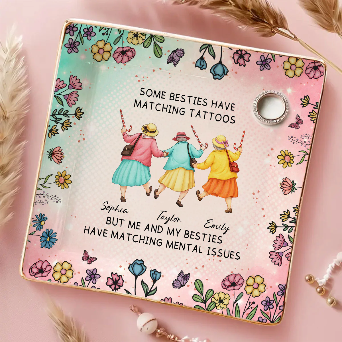 Crazy Besties - Personalized Custom Jewelry Dish - Image 2