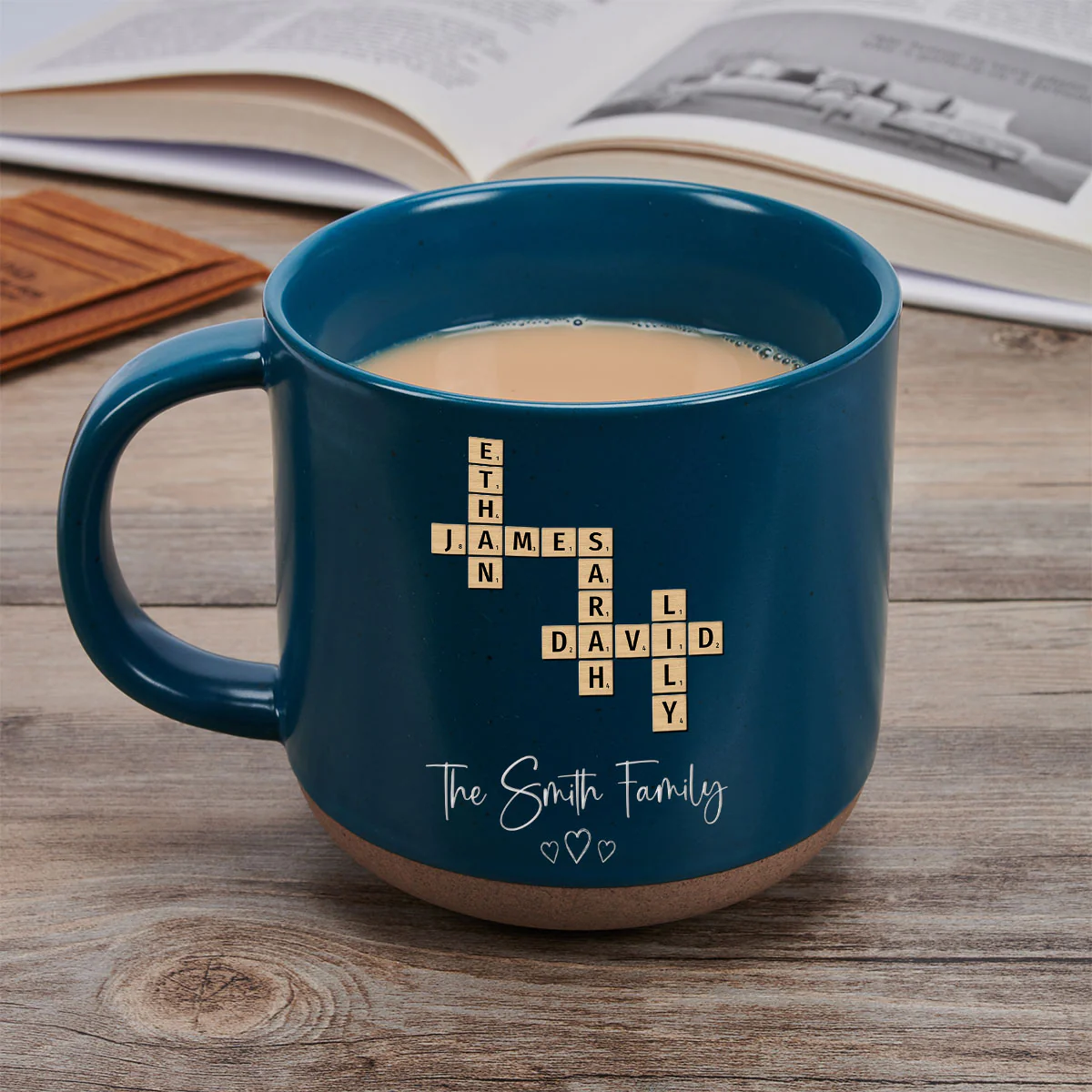 Crossword Art Merry Christmas - Personalized Custom Pottery Mug - Image 2