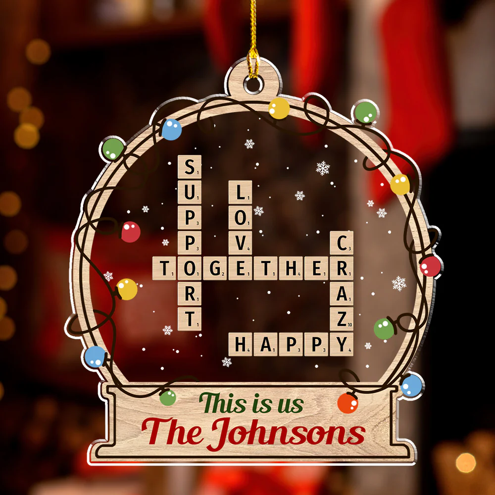 Crossword Family Friend Besties Coworkers - Personalized Custom Acrylic Ornament - Image 2