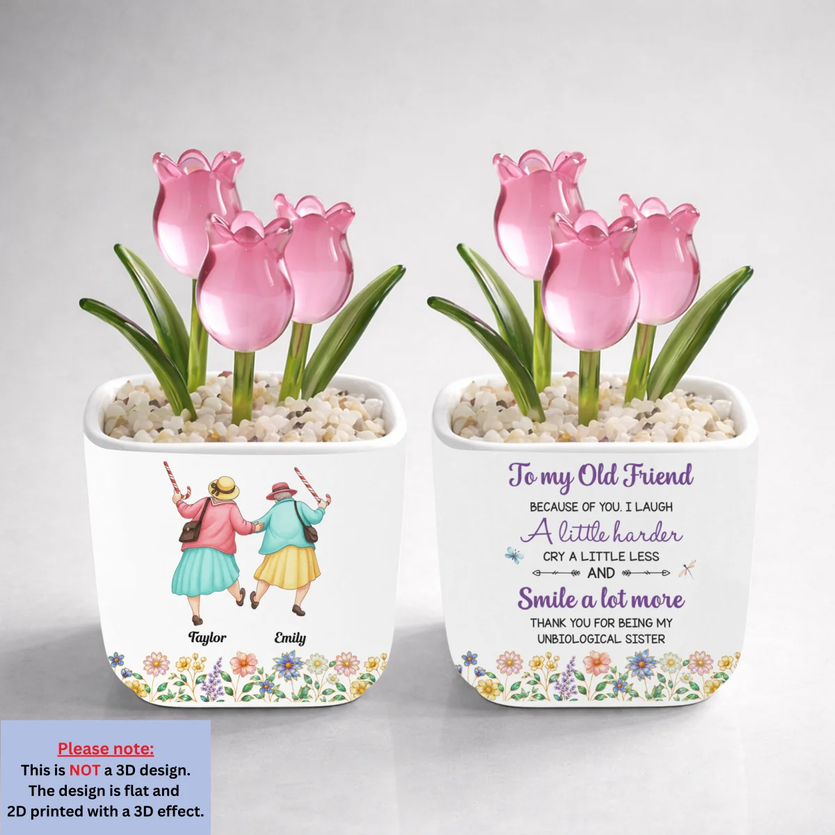 Cry A Little Less And Smile More - Personalized Custom Glass Everlasting Tulips - Image 11
