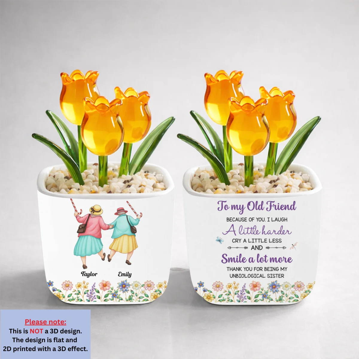 Cry A Little Less And Smile More - Personalized Custom Glass Everlasting Tulips - Image 12