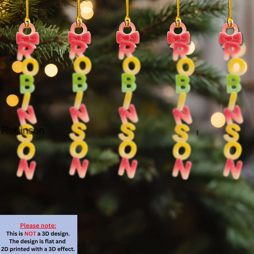 Custom Candy Letter With Name For Family, Kids - Personalized Custom Wood Ornament - Image 10