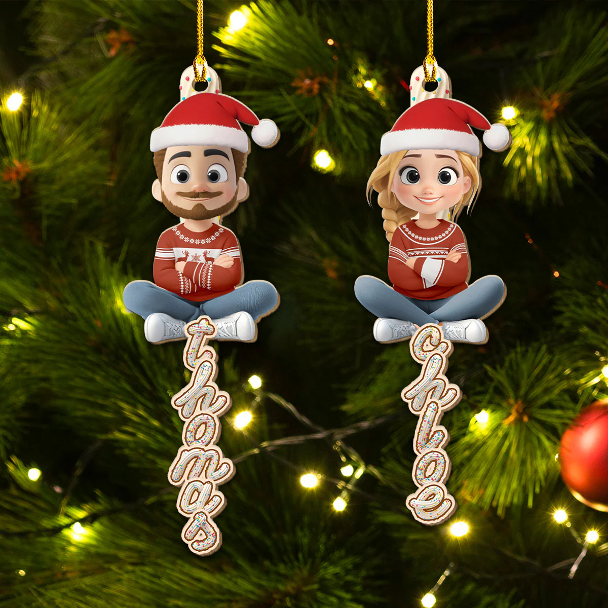 Custom Candy Letter With Name For Family, Kids - Personalized Custom Wood Ornament - Image 2