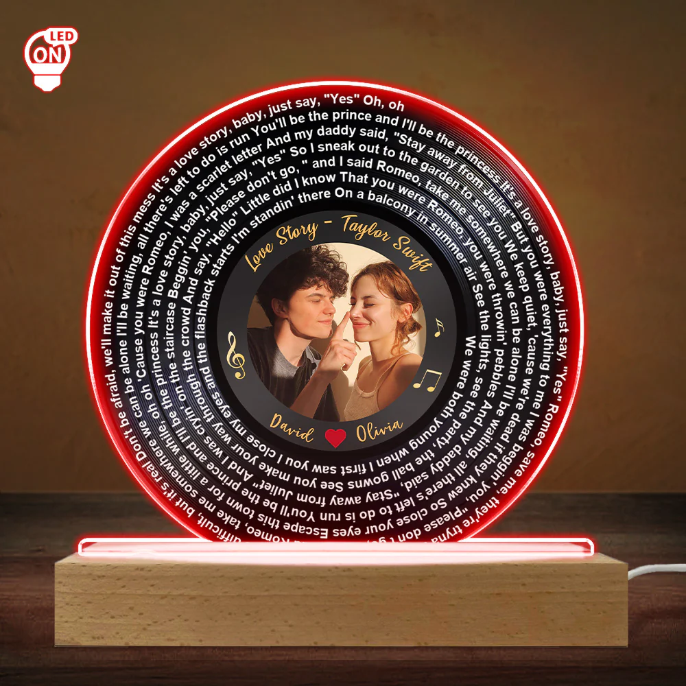 Custom Couple Photo And Favorite Spiral Song Lyrics - Personalized Custom LED Light - Image 2