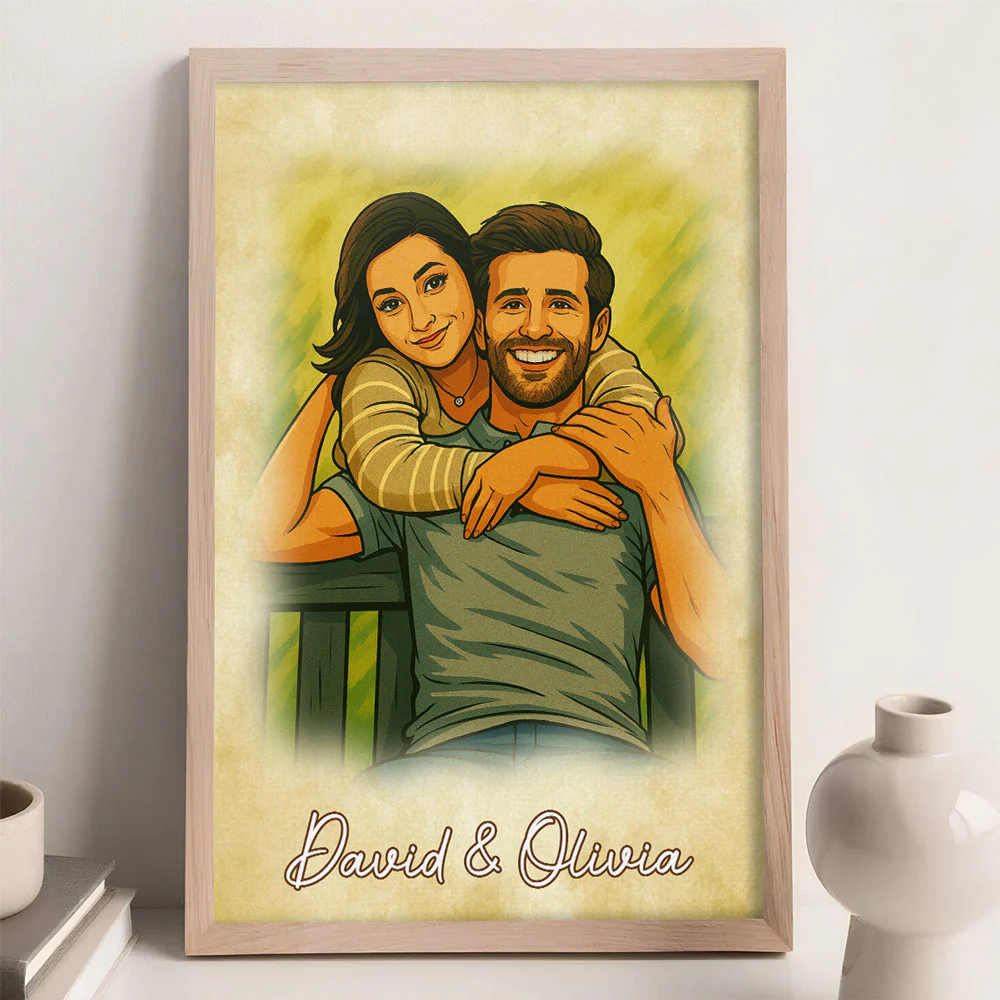Custom Couple Photo Retro Style - Personalized Custom Poster - Image 4
