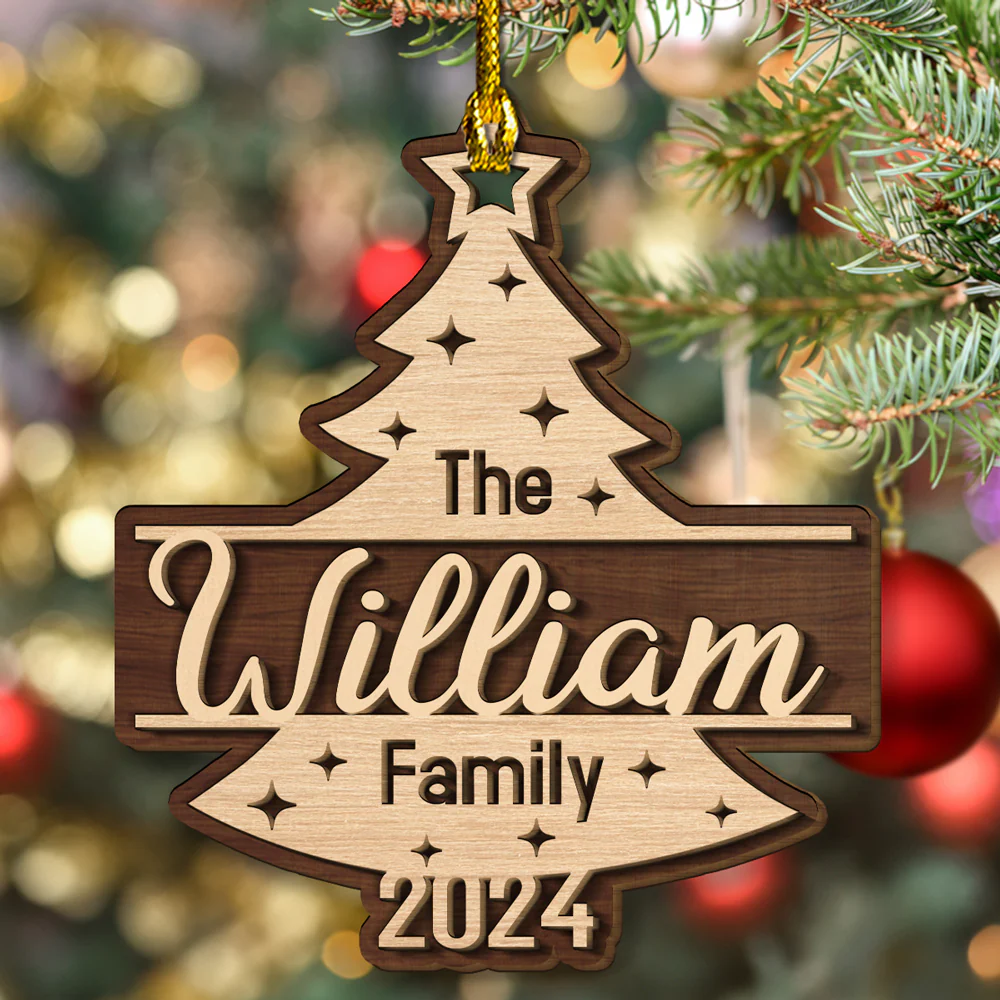 Custom Family Name Christmas - Personalized Custom 2-layered Wood Ornament - Image 4