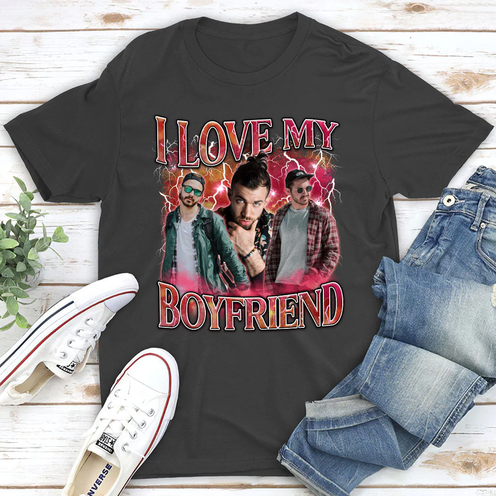 Custom I Love My Girlfriend - Personalized Custom Premium T-shirt - Image 3