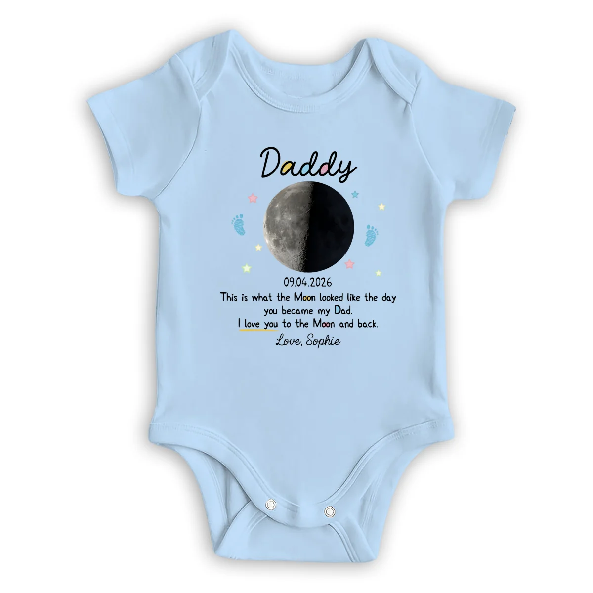 Custom Moon Phase 1st Fathers Day Gift - Personalized Custom Baby Onesie - Image 2