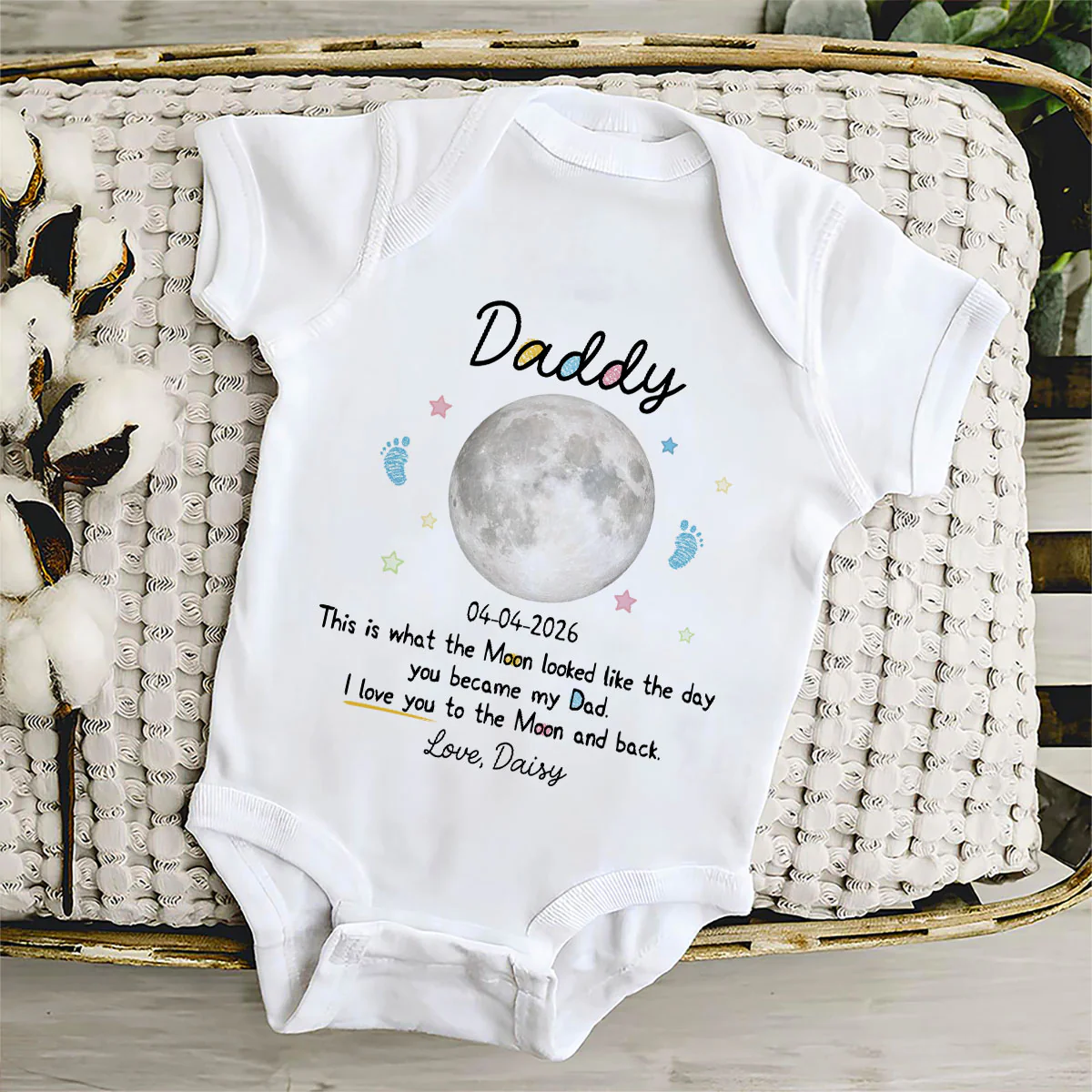 Custom Moon Phase 1st Fathers Day Gift - Personalized Custom Baby Onesie - Image 8