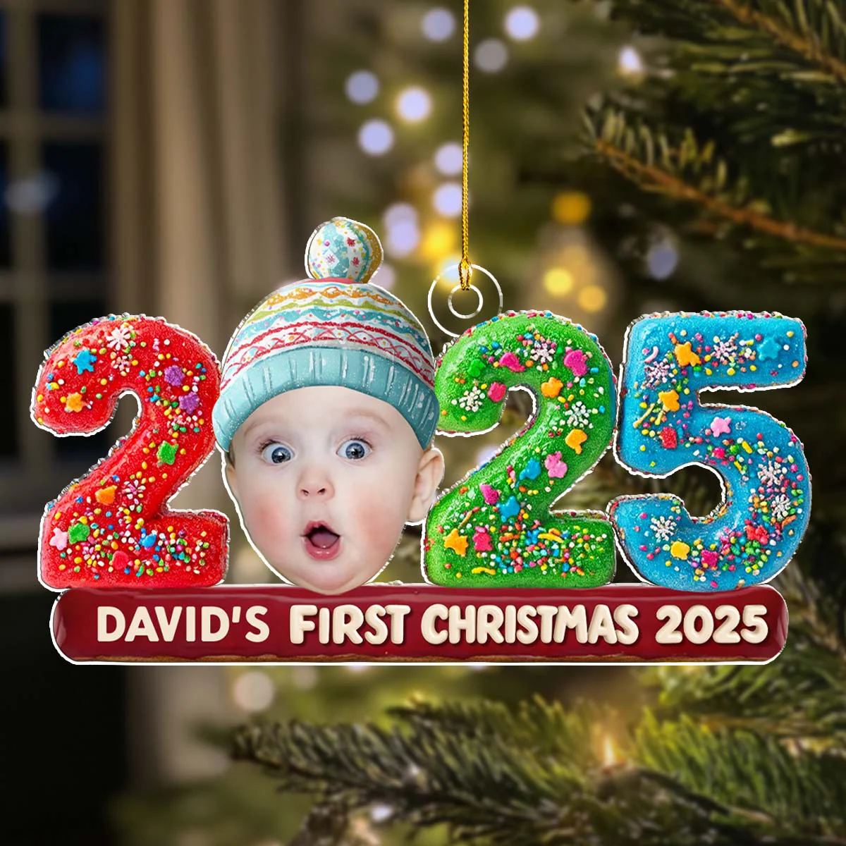 Custom Photo Baby 1st Christmas - Personalized Custom Acrylic Ornament - Image 2