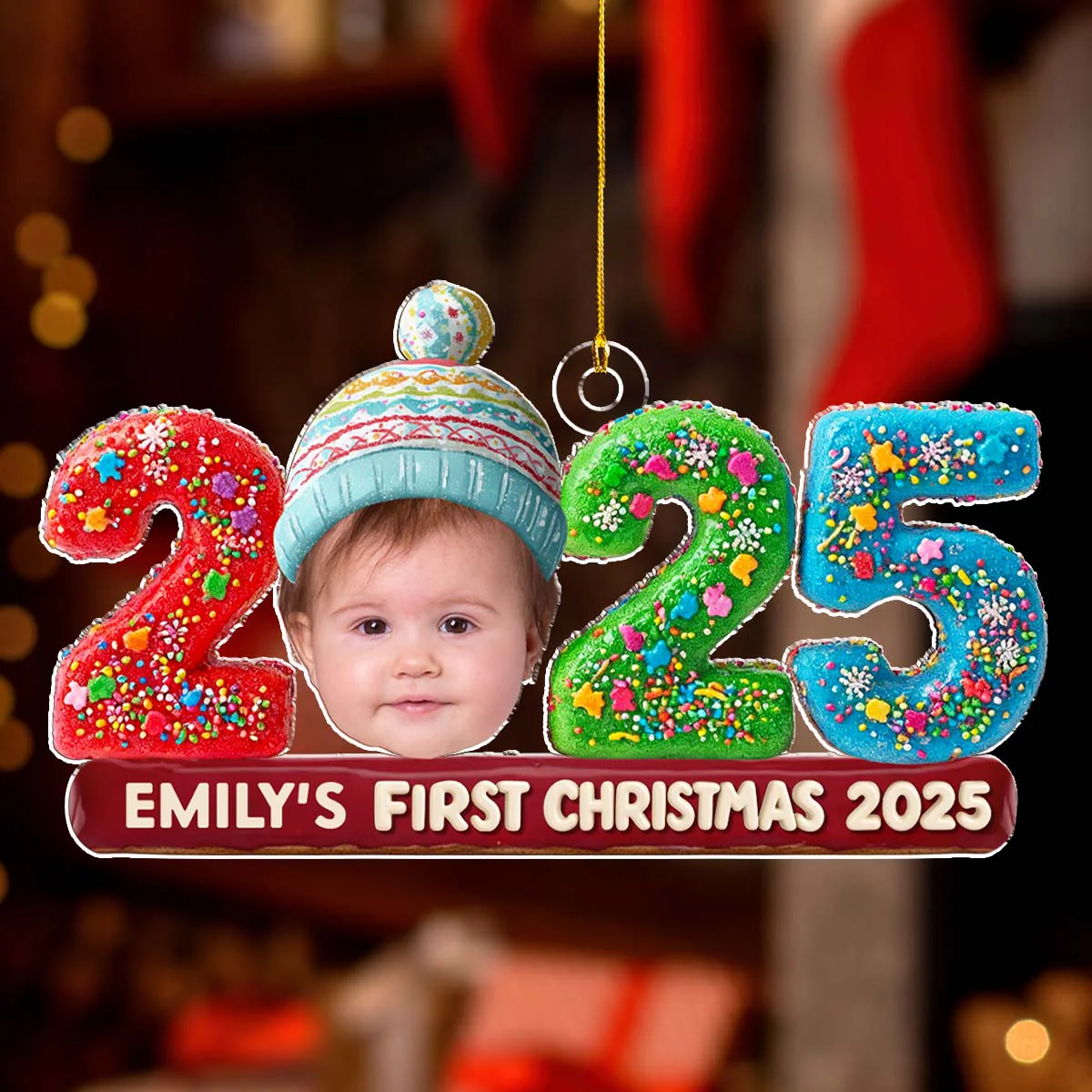 Custom Photo Baby 1st Christmas - Personalized Custom Acrylic Ornament - Image 4