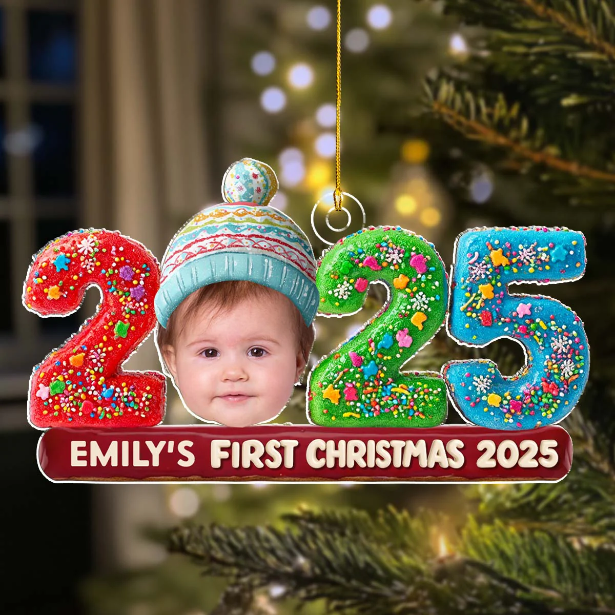 Custom Photo Baby 1st Christmas - Personalized Custom Acrylic Ornament - Image 5