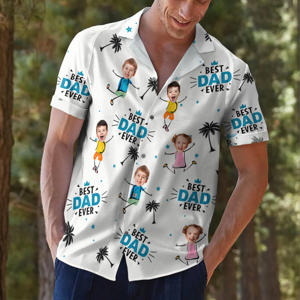 Custom Photo Best Dad Ever Coconut Palm - Personalized Custom Hawaiian Shirt - Image 4