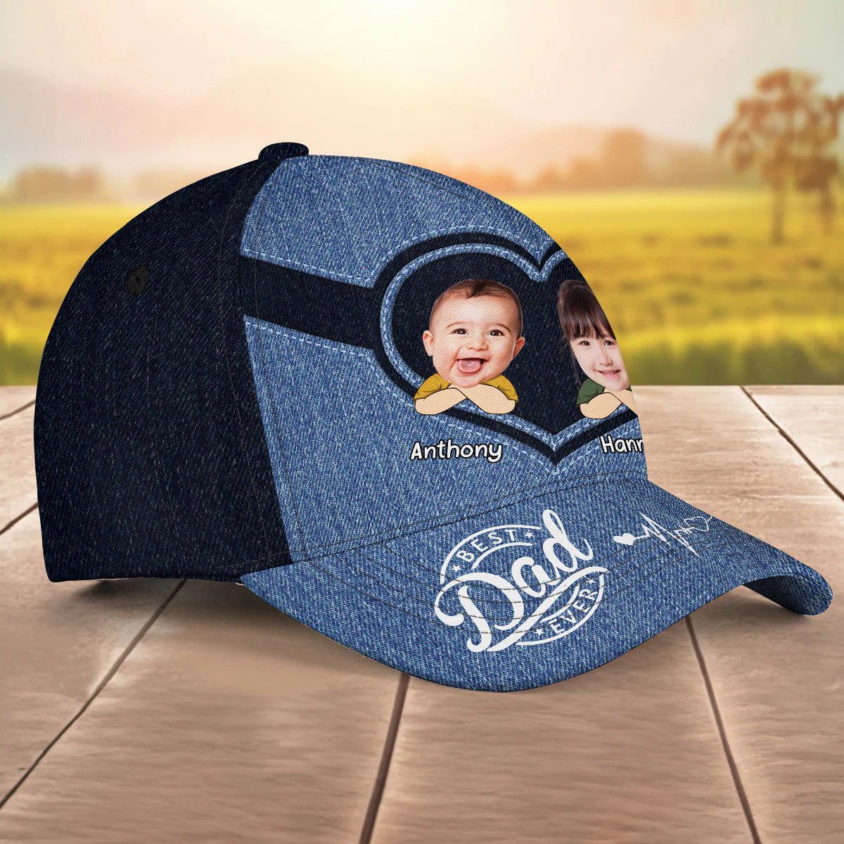 Custom Photo Best Papa Ever  - Personalized Classic Cap - Image 3