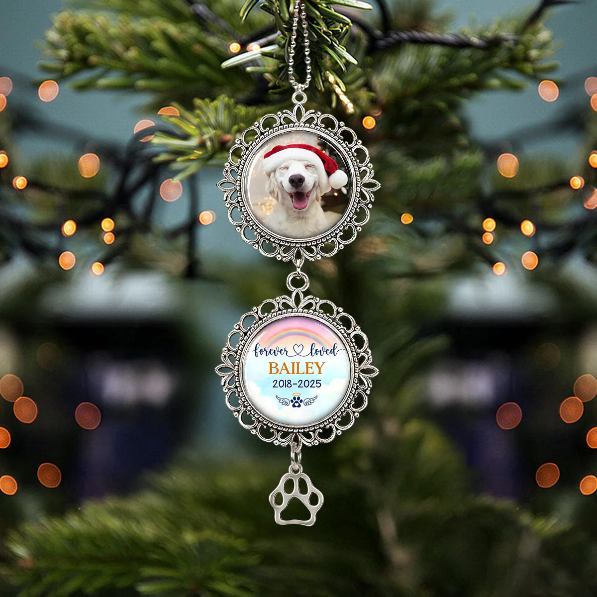 Custom Photo Forever Loved - Personalized Custom Charming Ornament - Image 3