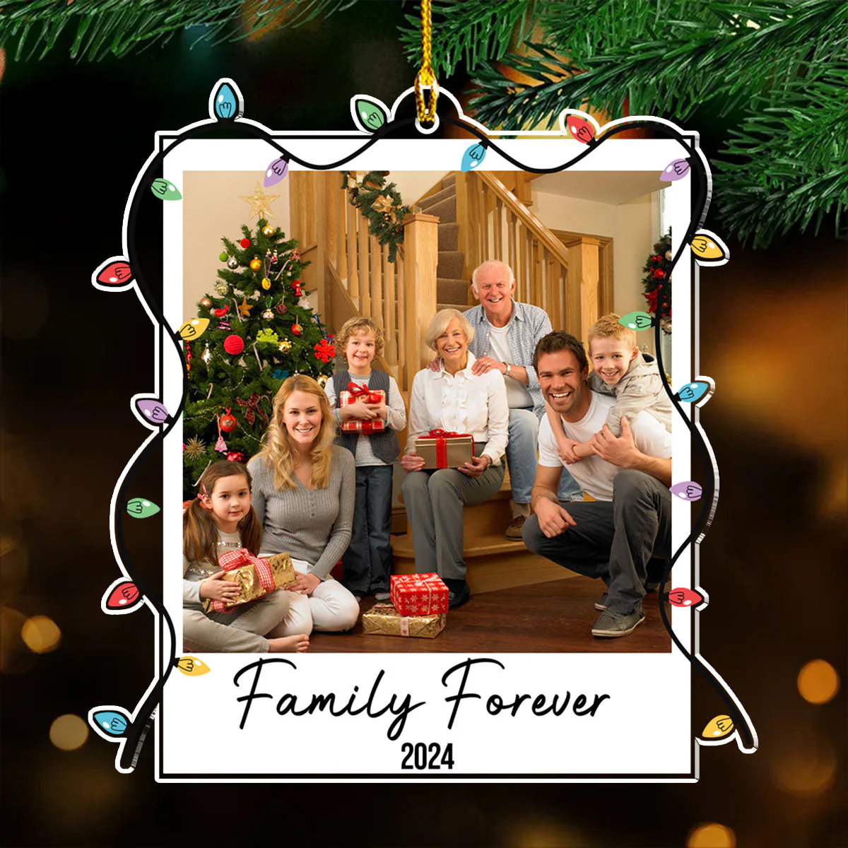 Custom Photo Polaroid Family Friends Christmas - Personalized Custom Acrylic Ornament - Image 2