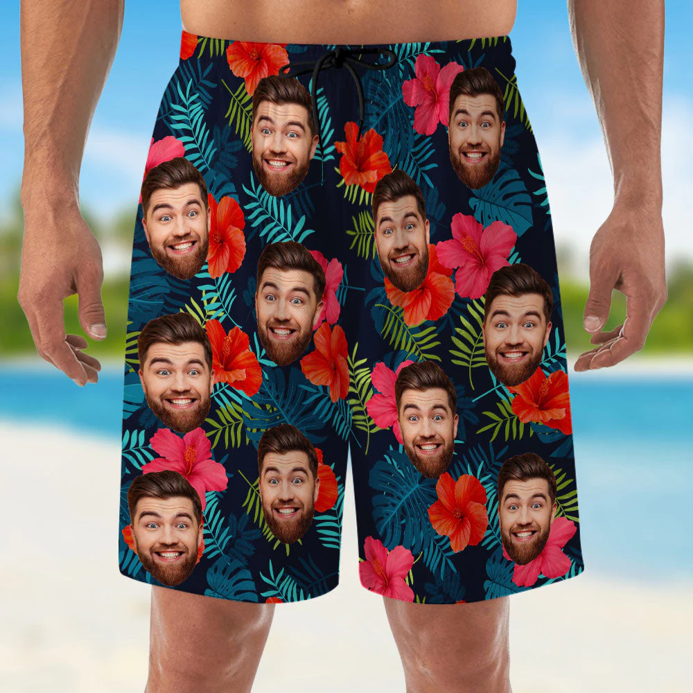 Custom Photo Tropical Vibes Only - Personalized Custom Beach Shorts - Image 5