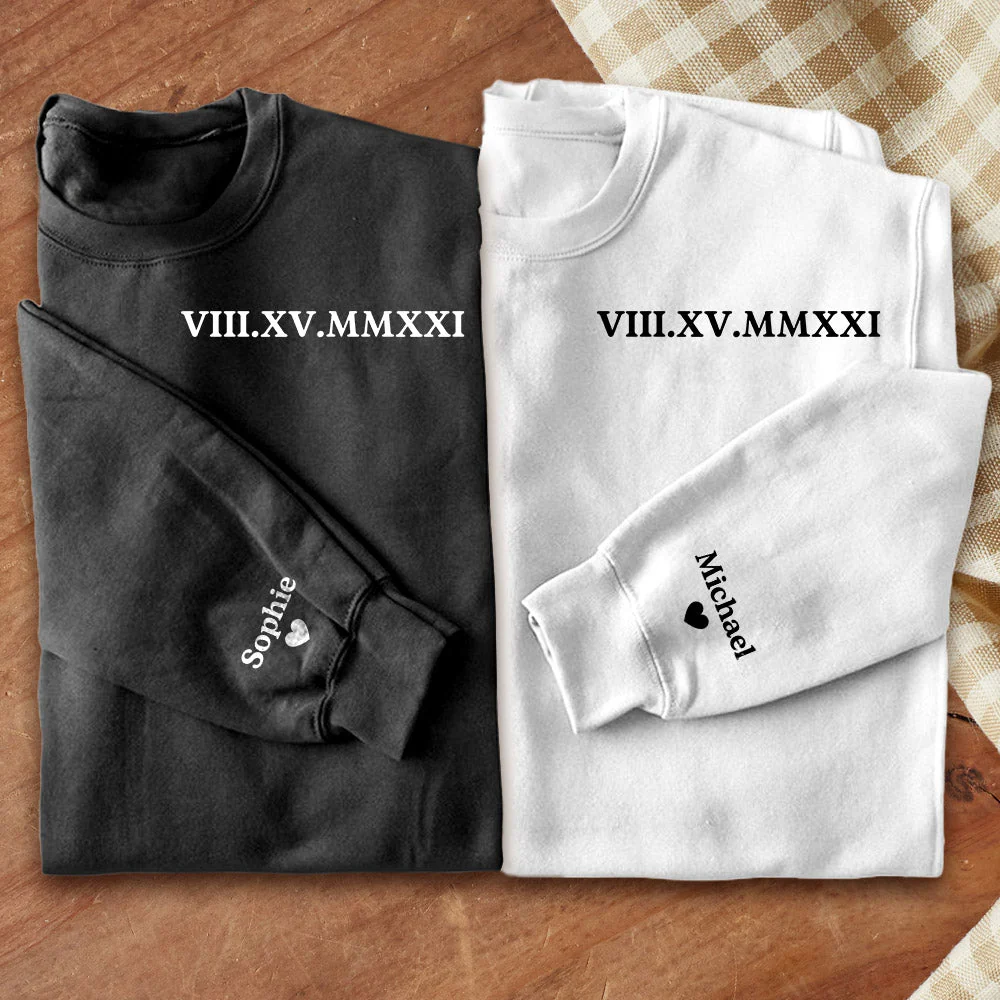 Custom Roman Numeral - Personalized Custom Long Sleeve T-shirt - Image 4