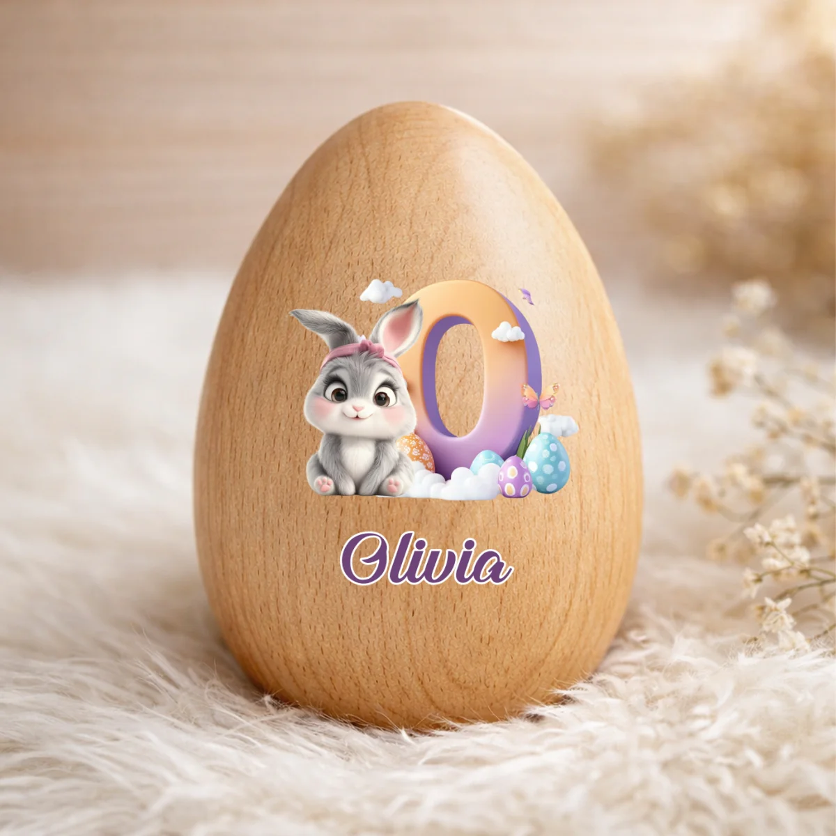 Cute Bunny Easter Eggs - Personalized Custom Wooden Egg Shaker - Image 6
