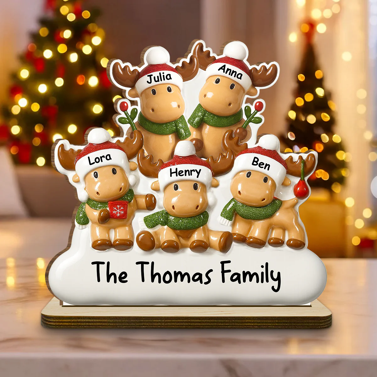 Cute Family - Personalized Custom 2-Layer Wood Plaque With Flat Base - Image 5
