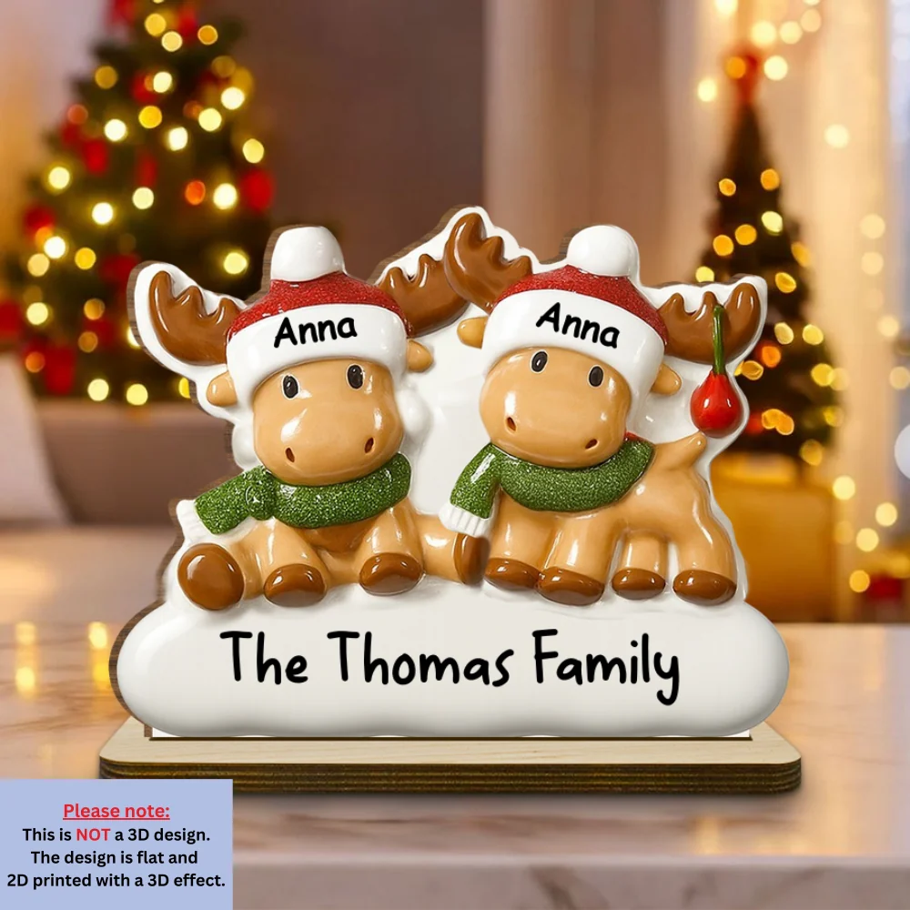 Cute Family - Personalized Custom 2-Layer Wood Plaque With Flat Base - Image 7