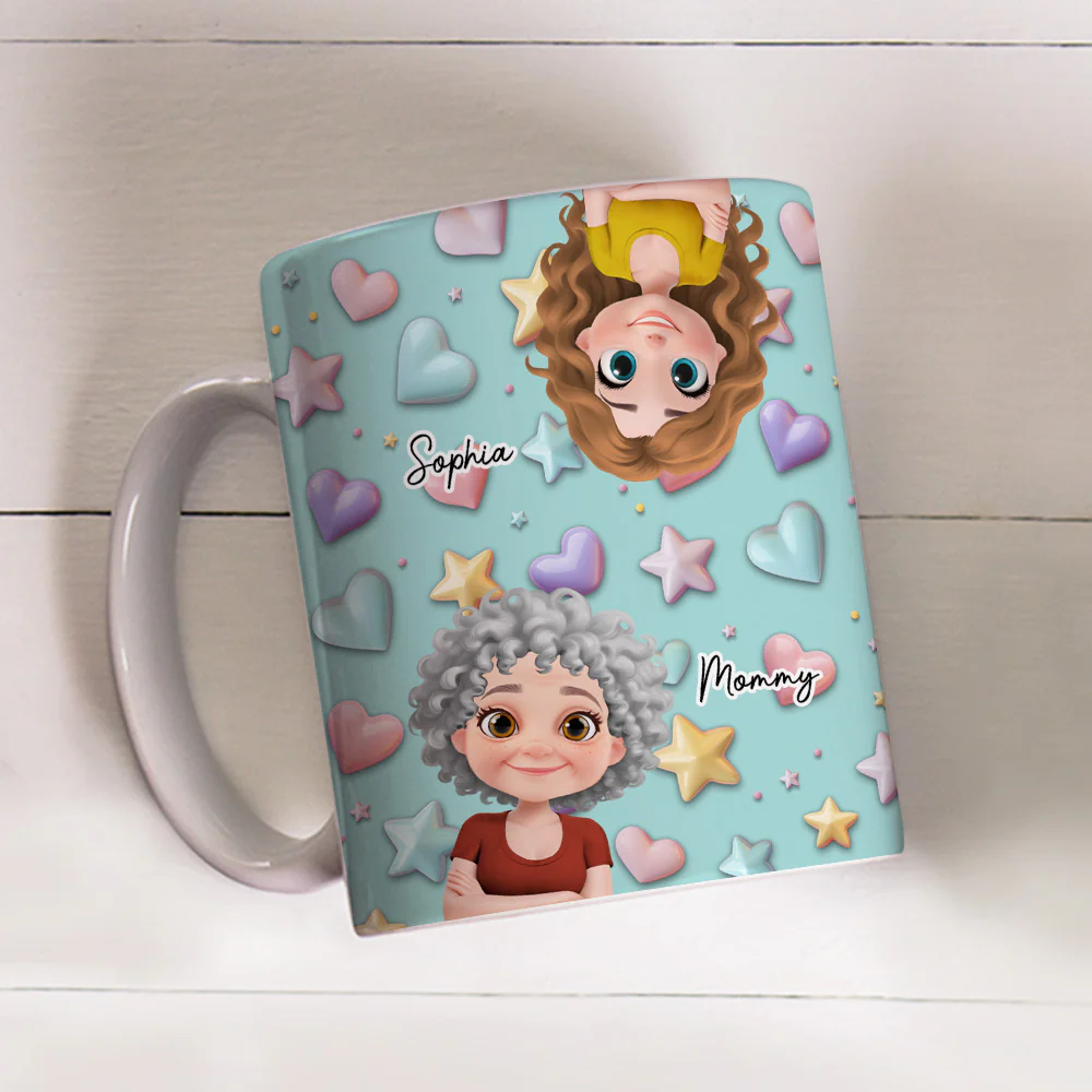 Cute Mommy And Children - Personalized Custom 3D Effect Mug - Image 4