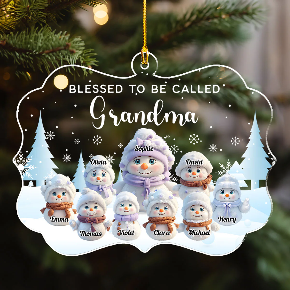 Cute Snowman Christmas - Personalized Custom Acrylic Ornament - Image 3