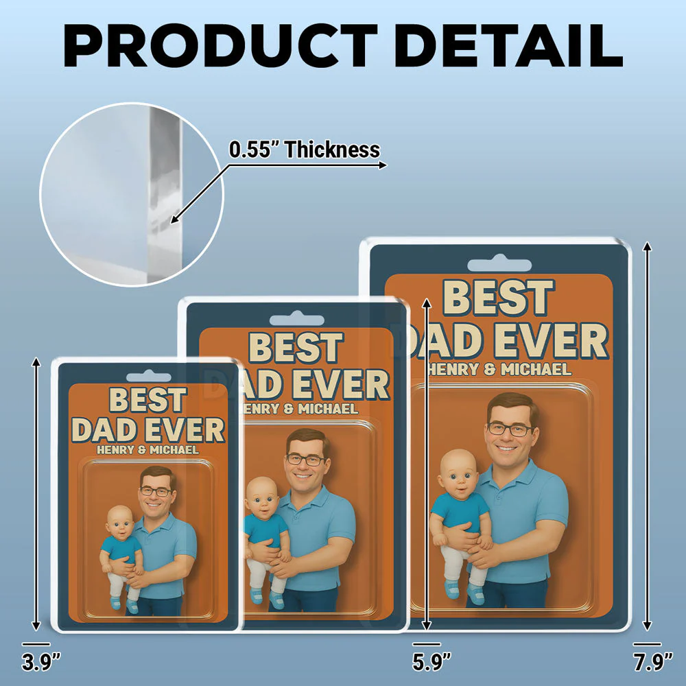 Dad And Cute Children - Personalized Custom Acrylic Plaque - Image 4