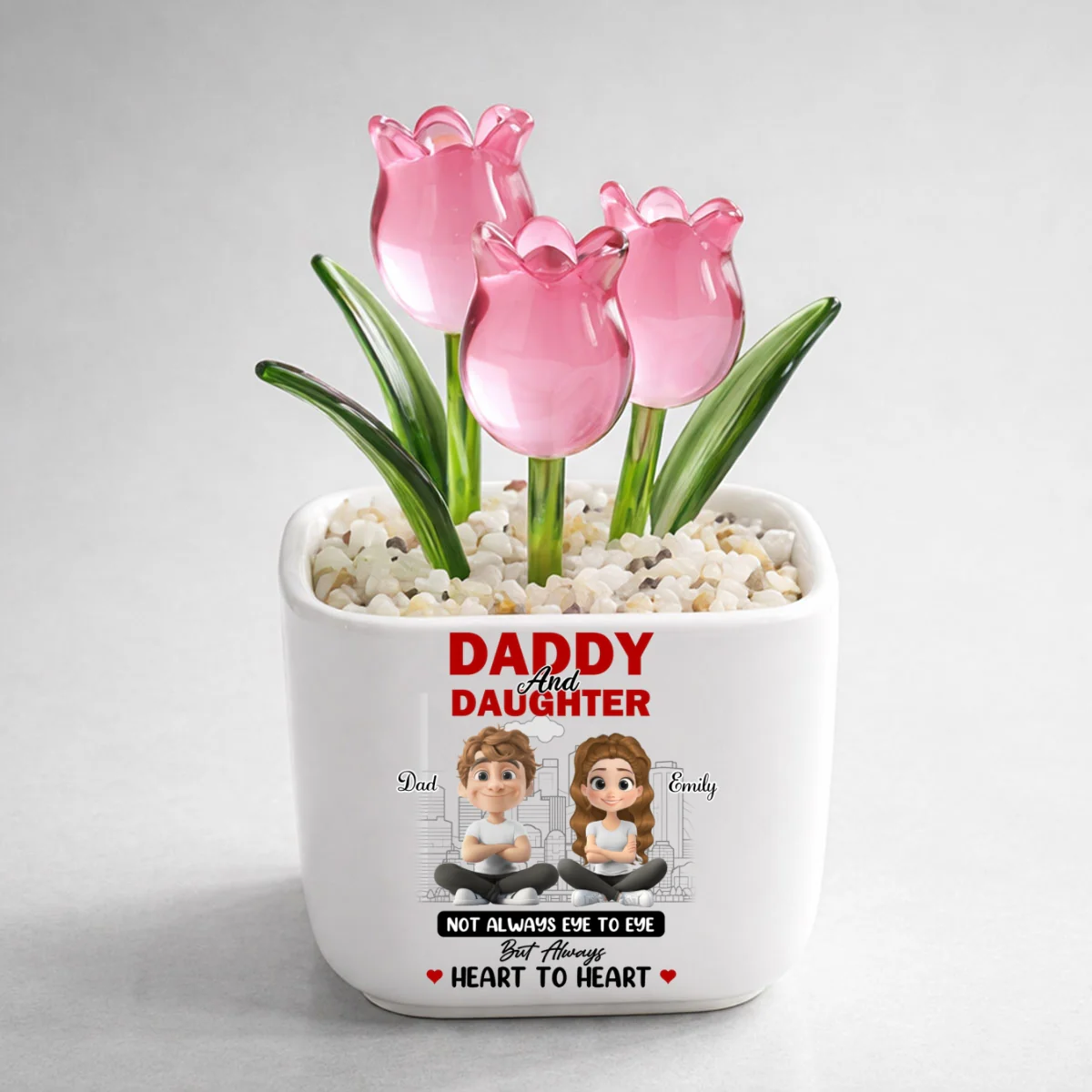 Dad And Daughter Always Together - Personalized Custom Glass Everlasting Tulips - Image 9