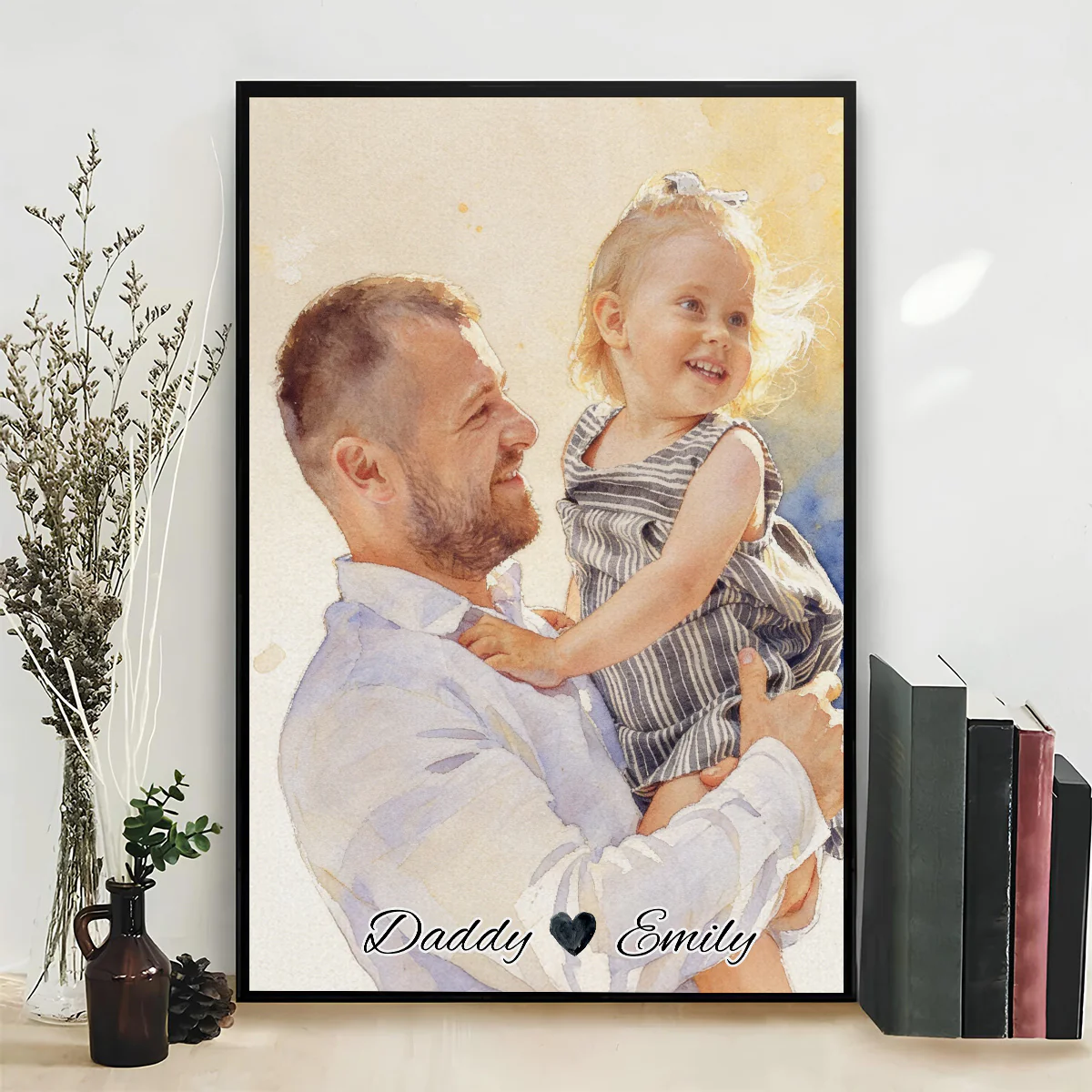 Dad and Daughter Portrait - Personalized Custom Poster - Image 3