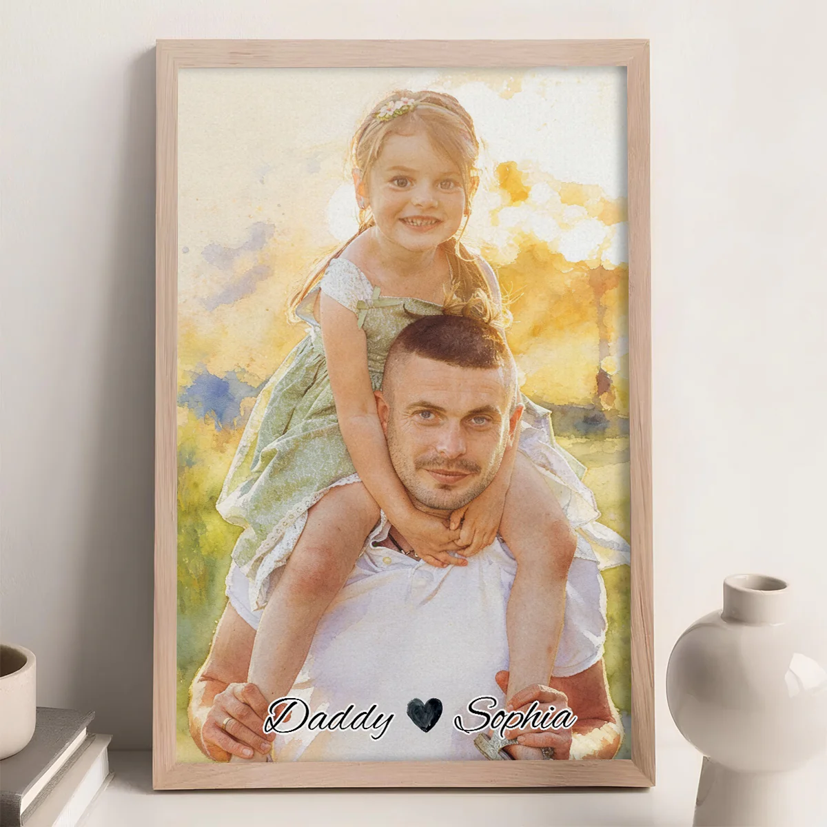Dad and Daughter Portrait - Personalized Custom Poster - Image 4